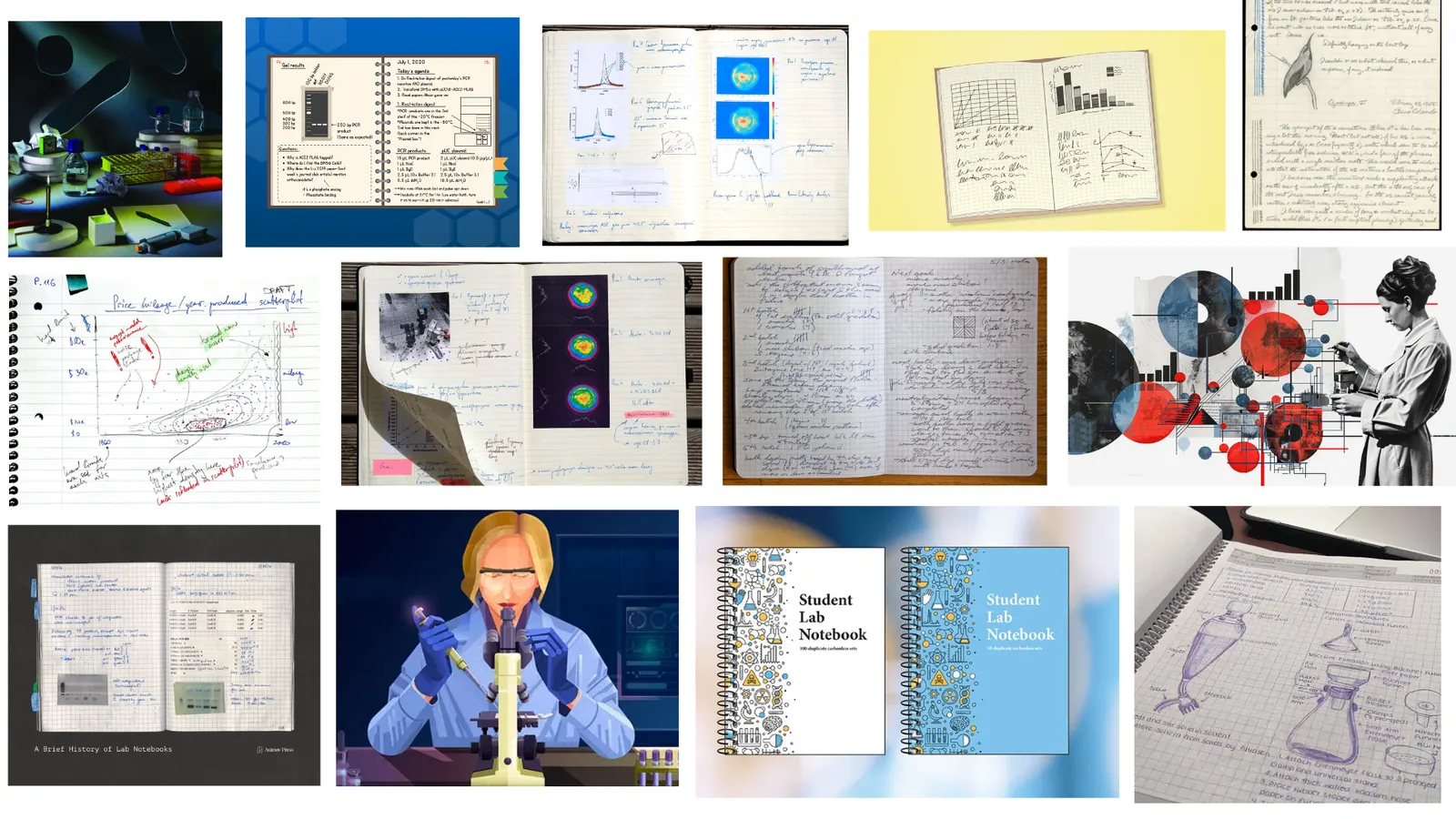 A collection of lab notebooks and research journals